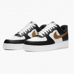 Replica Nike Women's/Men's Air Force 1 Low Black White Metallic Gold CZ9189 001