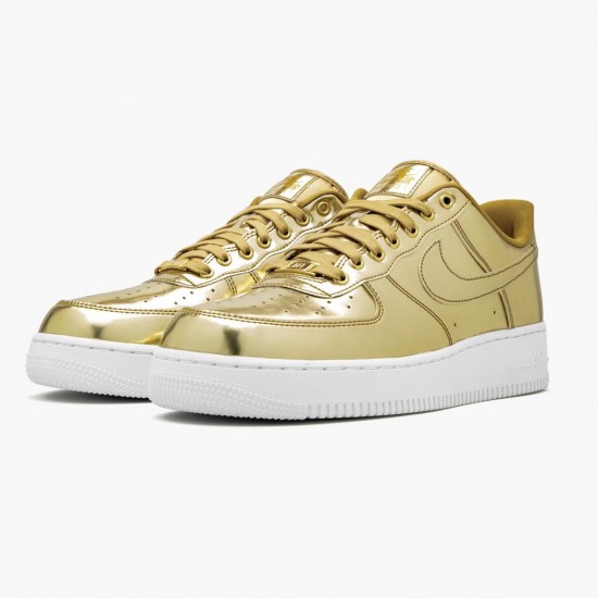 Replica Nike Women's/Men's Air Force 1 Low Metallic Gold CQ6566 700