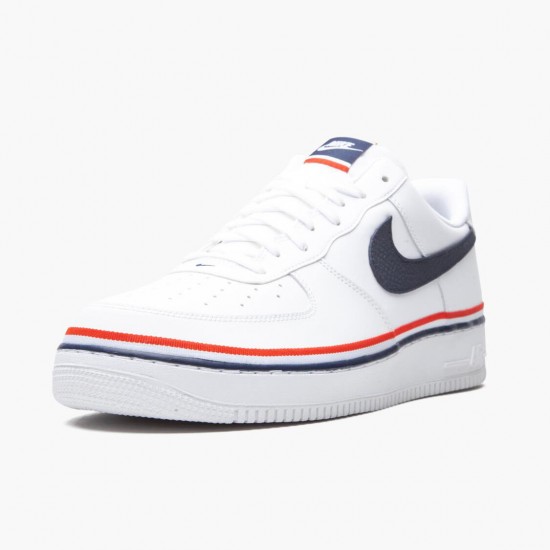 Replica Nike Women's/Men's Air Force 1 Low Ribbon White Blue CJ1377 100