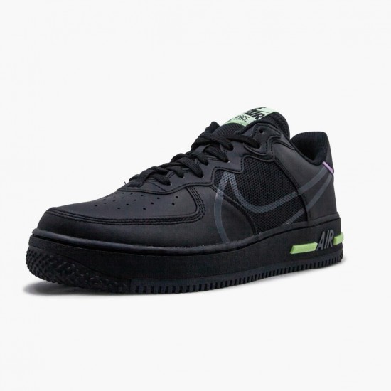 FashionReps Nike Women's/Men's Air Force 1 React Black Violet Star Barely Volt CD4366 001