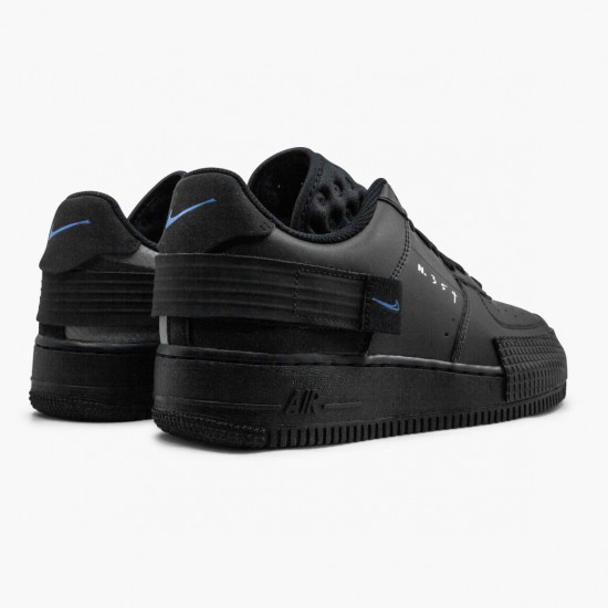 Top Version Nike Women's/Men's Air Force 1 Type Black Royal AT7859 001