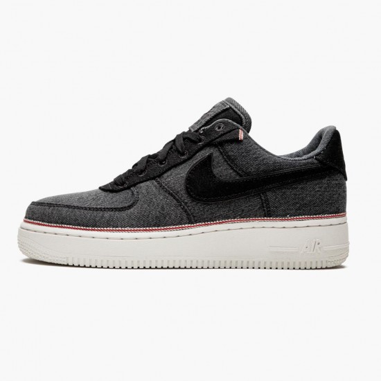 Top Version Nike Men's Air Force 1 Low 3x1 Denim Black 905345 006