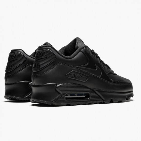 Top Version Nike Women's/Men's Air Max 90 Leather Black 302519 001