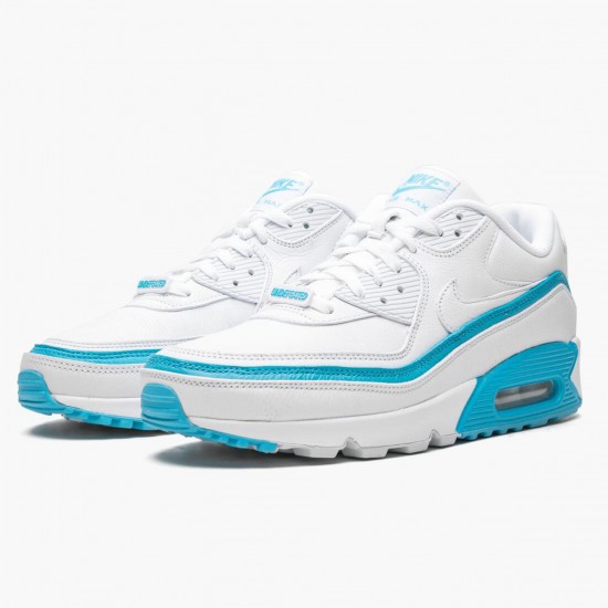 Replica Nike Women's/Men's Air Max 90 Undefeated White Blue Fury CJ7197 102