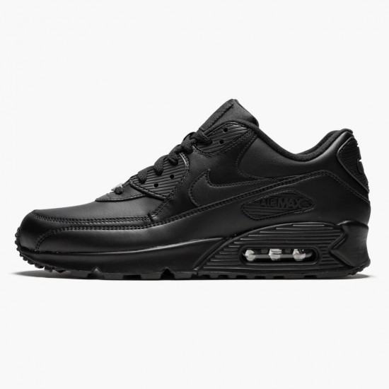 Top Version Nike Women's/Men's Air Max 90 Leather Black 302519 001