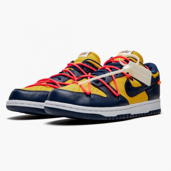 Repsshoes Nike Women's/Men's Dunk Low Off White University Gold Midnight Navy CT0856 700