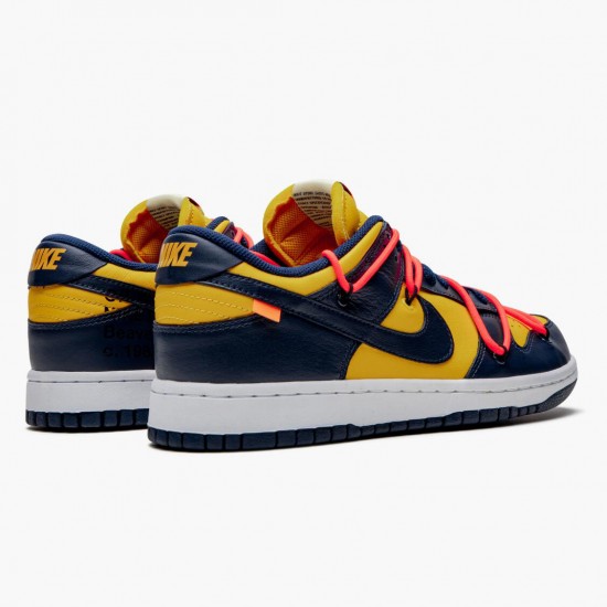 Repsshoes Nike Women's/Men's Dunk Low Off White University Gold Midnight Navy CT0856 700